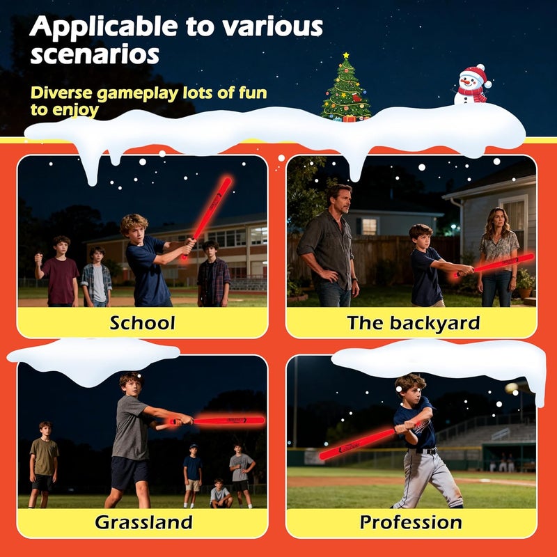 MPMVP Glow in The Dark Baseball Set，Light Up Baseball USB Charging Led Tball Set Glow in The Dark Toys for Night Practice, Backyard Games Baseballs Gifts for Boys 8-12 Baseballs Accessories - Image 4